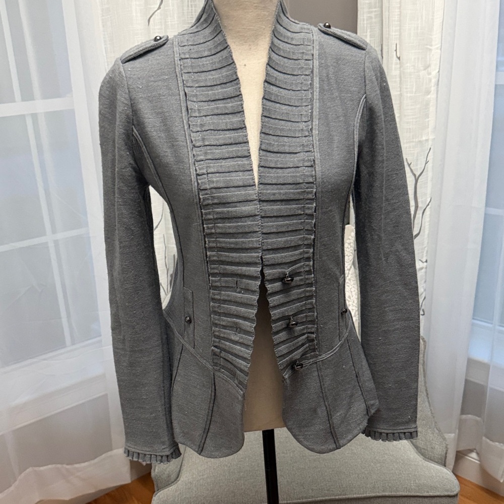 White House Black Market Charcoal Military Style Sweater